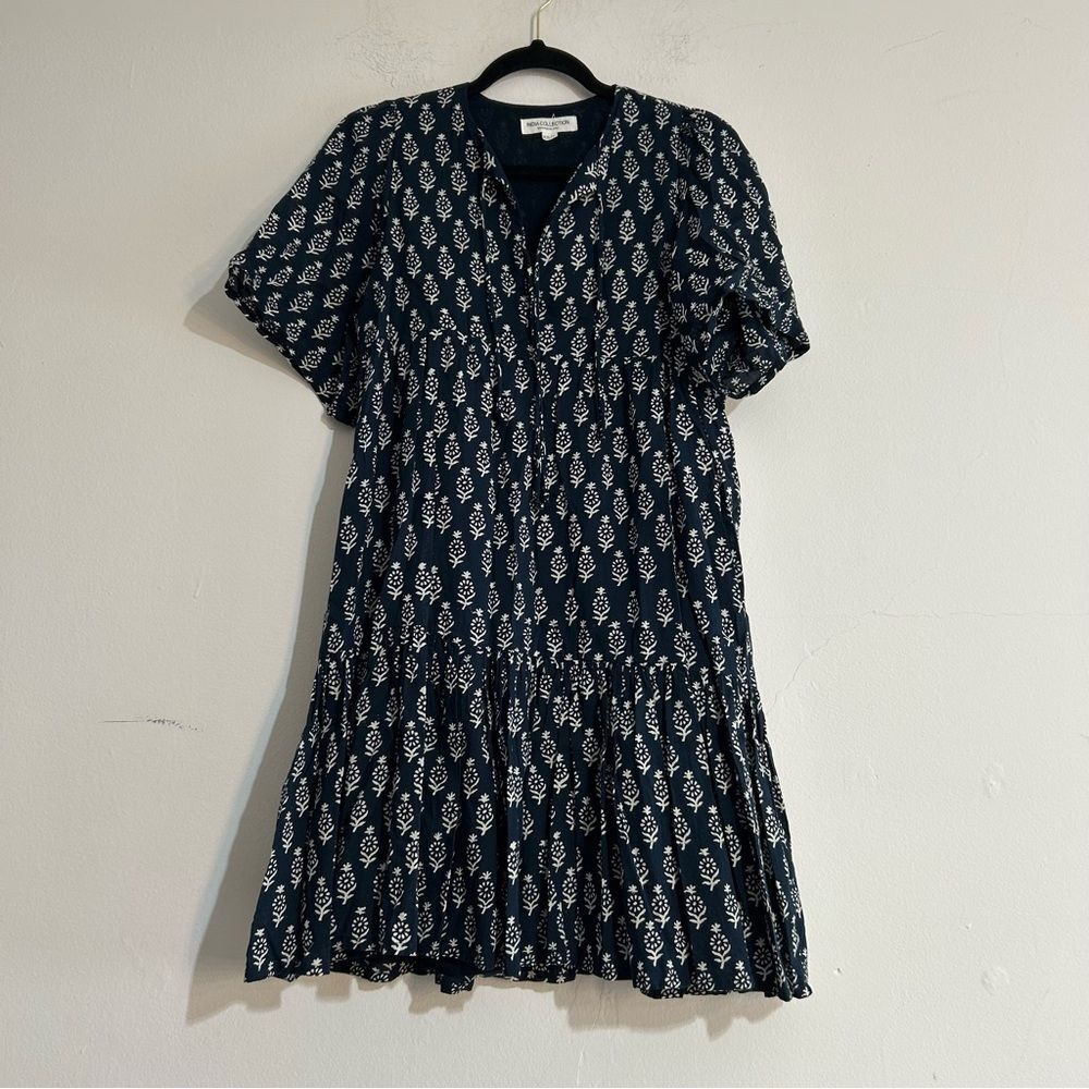 Emerson Fry India Collection Isla Dress 2 Marguerite Blue Organic Size XS/Small - Picture 2 of 14